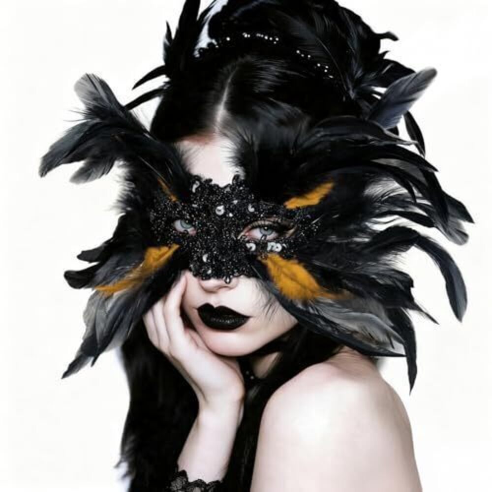 5114 Gothic Black Feather Masquerade Mask Halloween Cosplay Costume